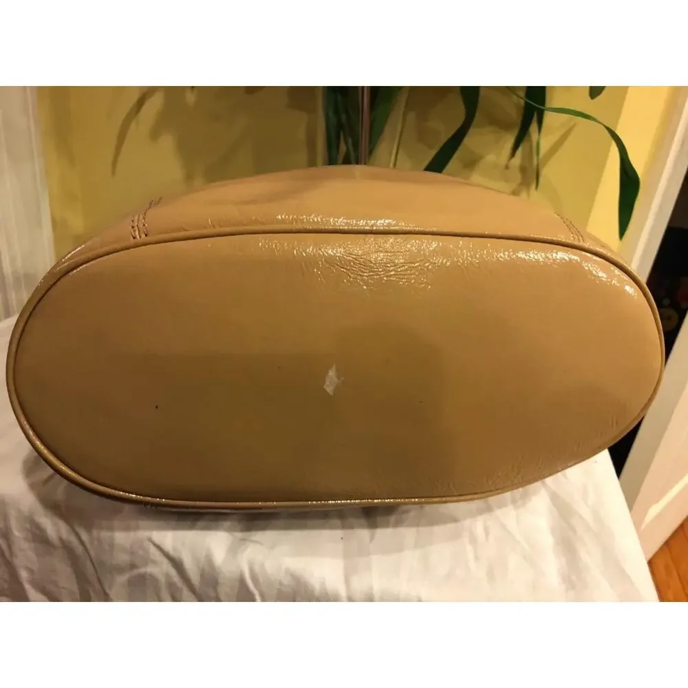 Michael Kors BEIGE PATENT LEATHER TOTE BAG PURSE (300